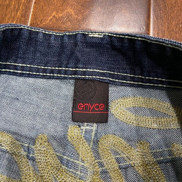 Enyce Vintage Y2K Embroidered Straight Leg Denim Blue Gold Jeans Men's 40 x 34 - Picture 7 of 11